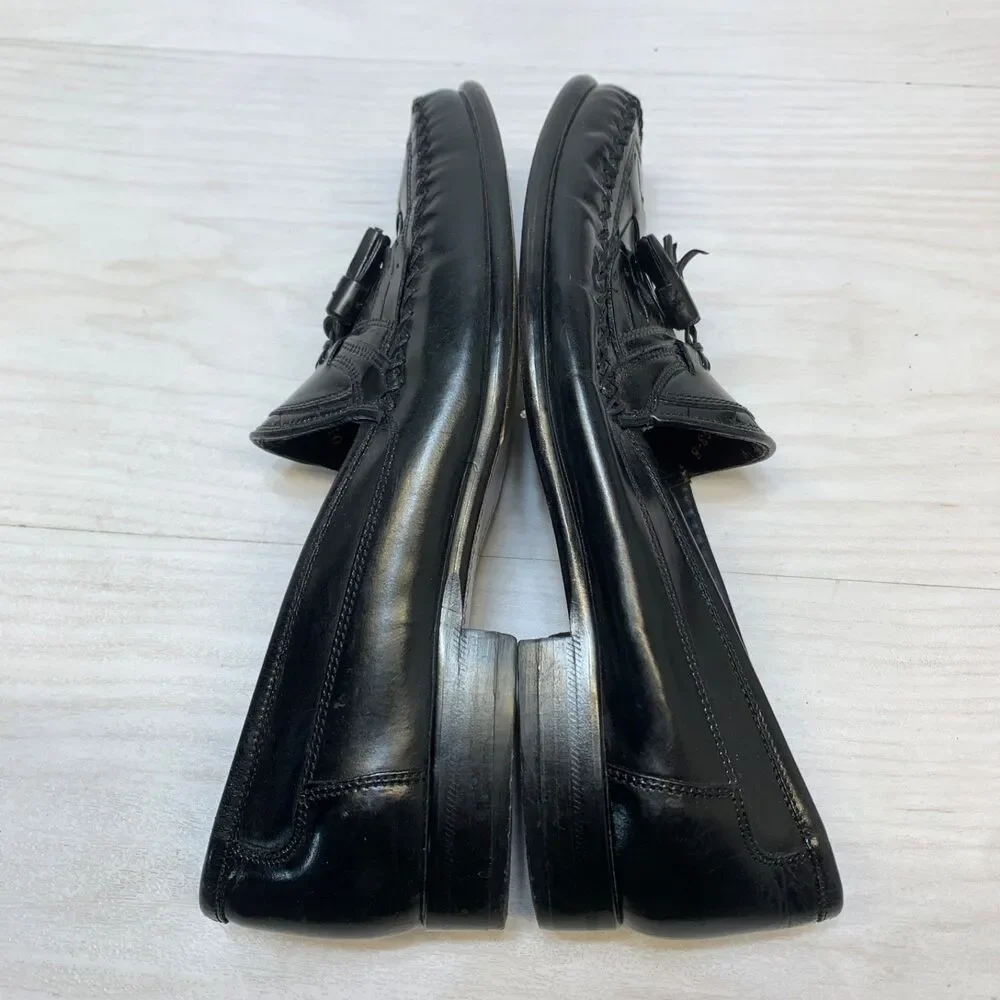 Giorgio Brutini Mens Size 9D Le‎ Glove Tassle Kiltie Black Woven Leather Loafers